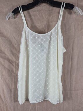 GEORGE women's cream/ivory diamond lattice sheer embroidered Camisole top size L